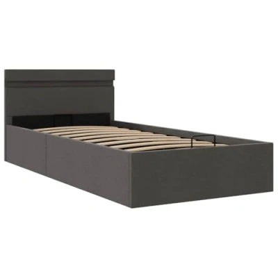 Afbeelding van vidaXL Bedframe met Opslag en LED Stof Donkergrijs 100x200 cm Ledikant Bed