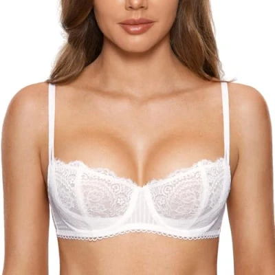 Afbeelding van DOBREVA Dames Beugelbeha X Back Balconette met Kant zonder Inzetstukken wit 95E