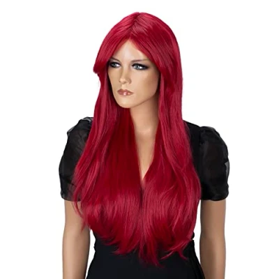 Afbeelding van CAISHA Pruik Volumineus Lang Haar Cosplay Theatershow Glad Rood WH3