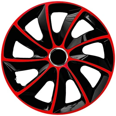 Afbeelding van NRM Stig Extra Wieldoppen 15&quot; Rood &amp; Zwart set van 4 stuks ABS / Duurzaam Resistant