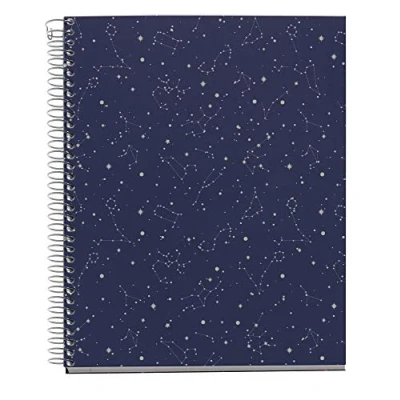 Afbeelding van Miquelrius Notitieboek A5, hardcover, 4 gekleurde strepen, 120 geruite vellen, duurzaam papier 70 g/m² microgeperforeerd, 2 gaten, design kosmos