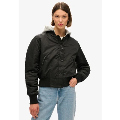 Afbeelding van Superdry Vrouwen Bomberjack met Capuchon Zwart Grootte: 40