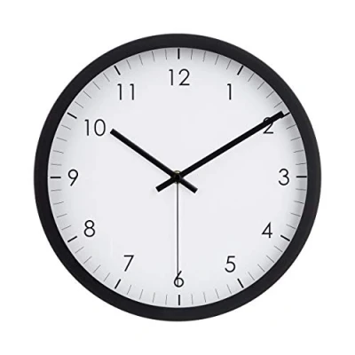 Afbeelding van Amazon Basics Wandklok, klassiek, 30 cm, makkelijk af te lezen, geluidsarm, op batterij, rond, zwart