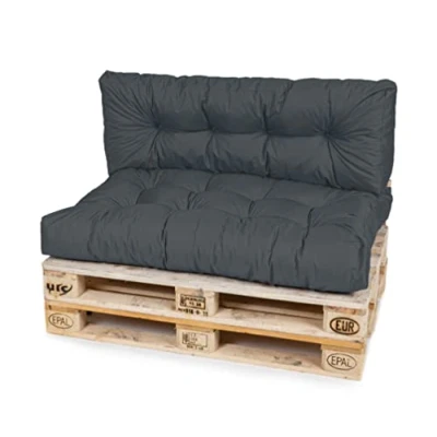 Afbeelding van Garden Palletkussen, waterafstotend, premium zitkussen, gewatteerd, 120x80x18 cm, zitkussen voor europallets, palletmeubelen (2 delige set, antraciet)