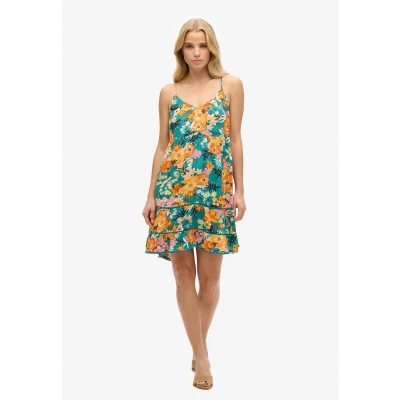 Afbeelding van Superdry Vrouwen Mini Beach Cami jurk Turkoois Grootte: 34