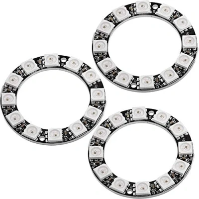 Afbeelding van AZDelivery 3 x 5V RGB LED Ring WS2812B 12 Bit Neopixel 38mm compatibel met Arduino Inclusief E Book!