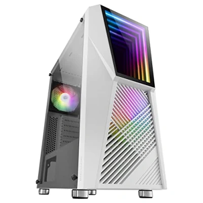 Afbeelding van MARSGAMING MC777W, Gaming PC Geval, InfiniTy Mirror ARGB, Gehard Glas, 2x Fan Chroma , Wit