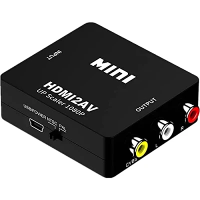 Afbeelding van SZJUNXIAO HDMI naar AV, 1080P RCA converter 3RCA CVBS Composite Video Audio AV adapter met USB oplaadkabel voor TV DVD PAL PS3 NTSC (zwart)