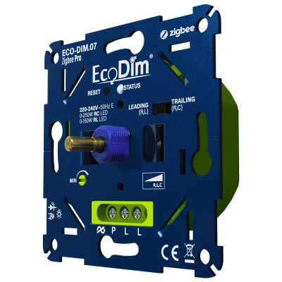 Afbeelding van EcoDim Zigbee led dimmer, ECO DIM.07 Pro, druk/draai, inbouw, Touchlink, 0 250W LED, voor alle afdekmaterialen