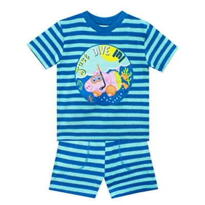 Afbeelding van Peppa Pig Handdoek T shirt en korte broek Set George Jongens Outfit Voor Strand Zwembad Zwemmen Blauw 104