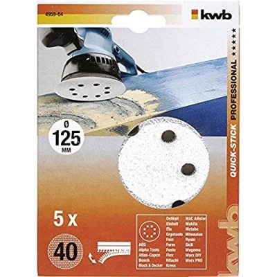 Afbeelding van KWB schuurschijf Ø 125 mm Korrel 80 Klittenbandhechting 495908 5 stuks