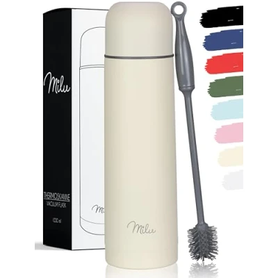 Afbeelding van Milu Thermosfles 1L, 750ml, 500ml Geïsoleerde roestvrijstalen drinkfles, 100% lekvrij, dubbelwandige isolatie (botercrème, 500 ml)
