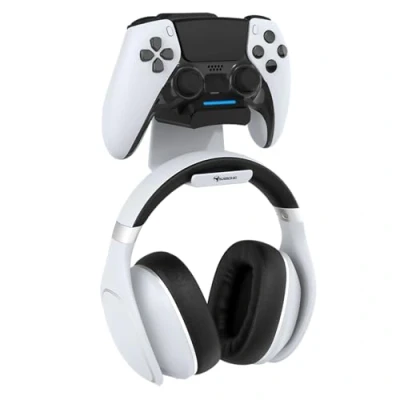 Afbeelding van Subsonic PS5 controller oplader, compact laadstation voor Dualsense met game hoofdtelefoonhouder
