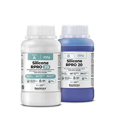 Afbeelding van R PRO 20 vloeibare siliconenrubber voor mallen met gemiddelde hardheid, eenvoudig in gebruik (1:1) en niet giftig, scheurbestendig compatibel epoxyharsen, polyurethanen, gips (500 gr)