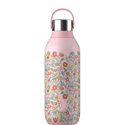 Afbeelding van Thermosfles Roze Sprigs Blush Pink 500 Ml Siliconen/RVS/Kunststof Chilly&#039;s Series 2 Liberty Edition 7,5 X 22 Cm