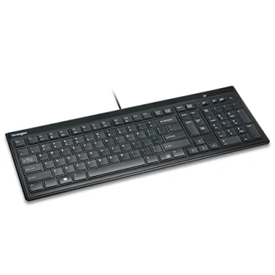 Afbeelding van Kensington Advance Fit Full Size Slim Toetsenbord, Qwerty, Slank Ontwerp, Geïntegreerde Kantelvoetjes, USB Kabel van 190 Centimeter, 1,7 x 15,1 43 Zwart, K72357DE