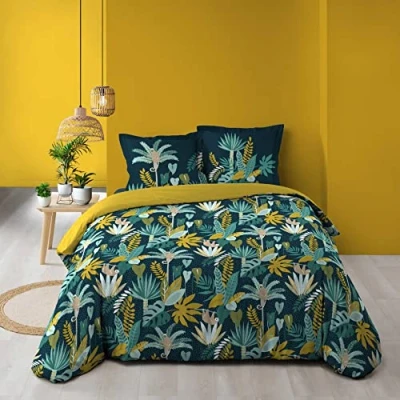 Afbeelding van douceur d&#039;intérieur, 3 delige set (240 x 220 cm) Guinea groen, 100% katoen