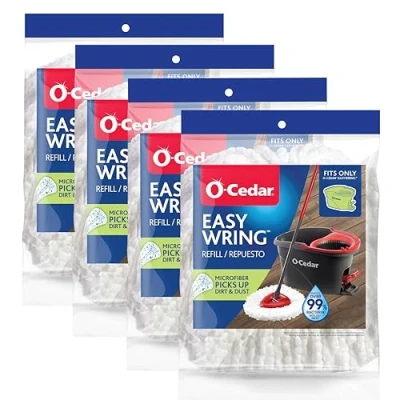 Afbeelding van WHJC Mop Refill, Vinyl, Wit, 4 Count (Pack van 1)
