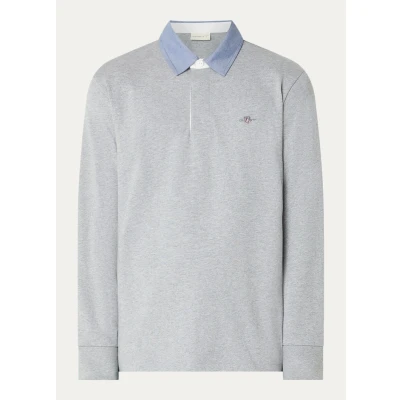 Afbeelding van GANT Poloshirt lange mouw grijs, Effen