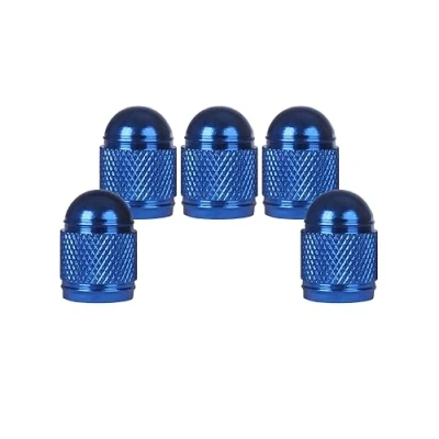 Afbeelding van SENZEAL 5 Stuks Ventieldoppen Auto Kogelstijl Aluminium Universele Ventieldopjes voor Fietsen Vrachtwagens Motorfiets Blauw