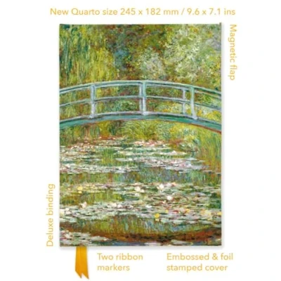 Afbeelding van Flame Tree Quarto Notebook Claude Monet: Bridge over a Pond of Water Lilies (Foiled Journal)
