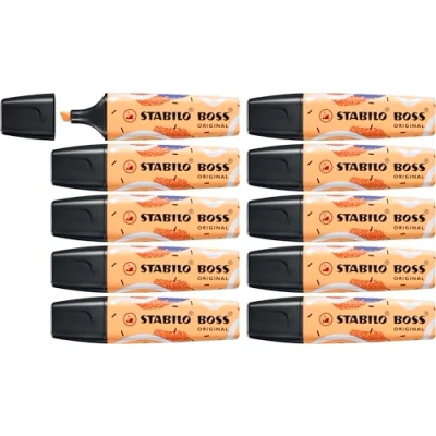 Afbeelding van Tekstmarkeerstift STABILO BOSS ORIGINAL by Ju Schnee doos 10 stuks zacht oranje