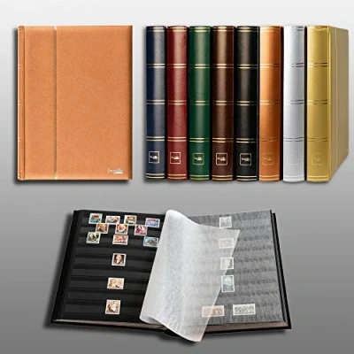 Afbeelding van Prophila Metallic Edition 60 zwarte pagina&#039;s postzegelalbum insteekboek gewatteerde bronzen omslag