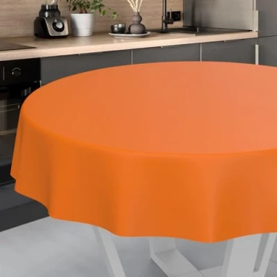 Afbeelding van ANRO Wasdoek tafelkleed, afwasbaar, voor binnen en buiten, rond, 120 cm, oranje