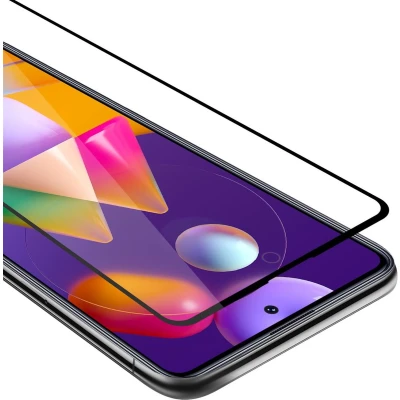 Afbeelding van Cadorabo Screenprotector geschikt voor Samsung Galaxy M31s Volledig scherm pantserfolie Beschermfolie in TRANSPARANT met ZWART Gehard (Tempered) display beschermglas 9H hardheid 3D Touch
