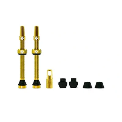 Afbeelding van Muc Off Gold Tubeless Presta Kleppen, 60mm Premium Geen Lek Fietsventielen Met Geïntegreerd Klepkern Verwijderingshulpmiddel
