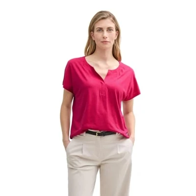 Afbeelding van TOM Tailor Tshirt basic, Dames, Maat: XL, Raspberry red
