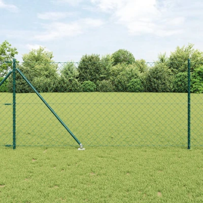 Afbeelding van vidaXL Ketenlinkhek met 7 Spijkerposts 1x10 m Gegalfineerd Staal