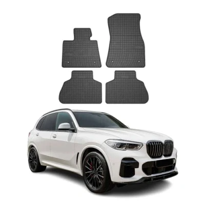 Afbeelding van OMAC Allweatter automatten voor de auto, compatibel met BMW X5 G05 2018 2022, 3D pasvorm, hoge rand, rubberen matten, alle weersomstandigheden, rubber, zwart