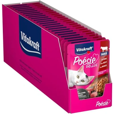 Afbeelding van Vitakraft Poesie Deli Sauce Pouch 85 g Kattenvoer 23 x Rund