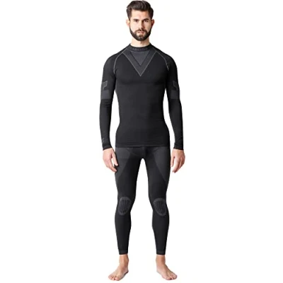Afbeelding van Ladeheid Set Thermobroek en Thermoshirt Thermo ondergoed Heren Thermokleding Zwart/Grafiet L LA LA40 MEN