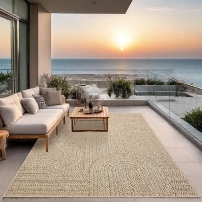 Afbeelding van The carpet Vloerkleed Kansas moderne robuuste in en outdoor tapijt jute look