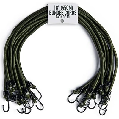 Afbeelding van Pluvios Robuuste snelbinders met haken, 10 stuks, maat naar keuze, elastische multifunctionele rubberen spanbanden voor bagage, dakdragers, camping, weerbestendig, UV bestendige snelbinder, 45 cm