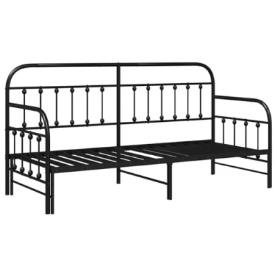 Afbeelding van vidaXL Dagbed Frame met Uittrekbed Zwart 80x200 cm Staal