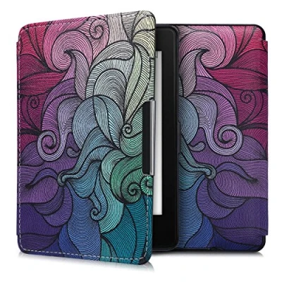 Afbeelding van kwmobile E reader hoesje geschikt voor Amazon Kindle Paperwhite hoes flip case met magnetische sluiting Ereader cover Kleurrijk design in roze / blauw groen