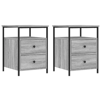 Afbeelding van vidaXL Nachtkastjes 2 st 44x45x60 cm bewerkt hout grijs sonoma eiken