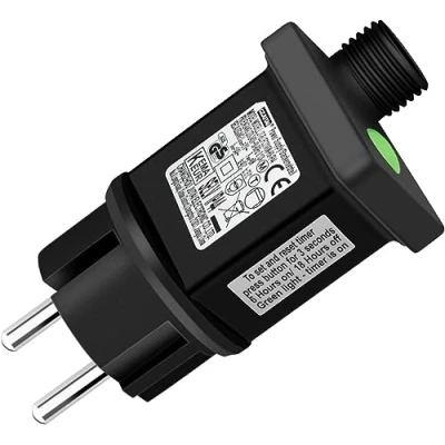 Afbeelding van Joycome Voeding 31 V stekker voor lichtsnoer, 9 lichtmodi, stekker, lichtketting vervanging met timerfunctie, IP44 adapter transformator, led driver kerstverlichting, gloeilampen,