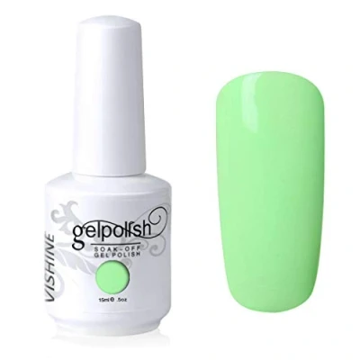 Afbeelding van Vishine Nagellak, semi permanent, soak off, UV, LED, gel, manicure, lichtgroen (802)
