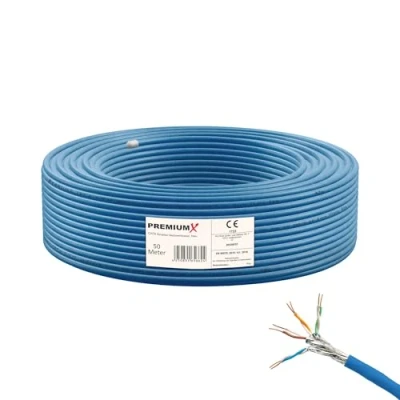 Afbeelding van Premium X 50 m CAT 8 netwerkkabel Simplex LAN kabel Ethernet datakabel S/FTP PiMF PoE Cca Cat8 installatiekabel