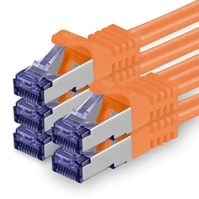 Afbeelding van 1aTTack.de Cat.7 netwerkkabel 2m oranje 5 stuks Cat7 patchkabel (SFTP/PIMF/LSZH) ruwe kabel 10 Gb/s met Rj 45 connector Cat.6a x 2 meter