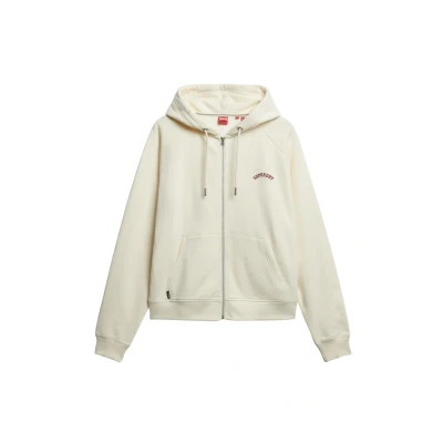 Afbeelding van Superdry Vrouwen Essential Logo Oversized Raglanhoodie met Rits Wit Grootte: 38
