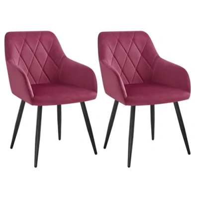 Afbeelding van WOLTU eetkamerstoelen, woonkamerfauteuil, Scandinavische stoel, fluwelen keukenstoel, gestoffeerde zitting met armleuningen en rugleuning, metalen poten, bordeauxrood, BH352bd 2