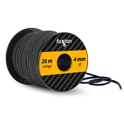 Afbeelding van fuxton® Rubberen touw (4 mm x 20 m), expandertouw, rubberlijn, bungee koord, marine, spanrubber per meter, zwart