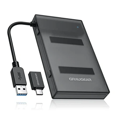 Afbeelding van GRAUGEAR, USB adapter voor 2,5&quot; SATA SSD/HDD, met beschermbox, 6 Gbit/s USAP, installatie zonder gereedschap, incl. C adapter, G 2603 AC