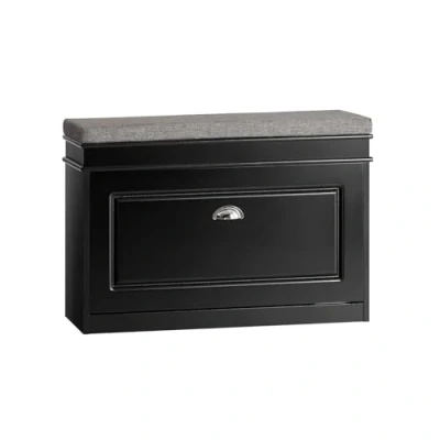 Afbeelding van SoBuy FSR82 L SCH Schoenbank Schoenenkast met gecapitonneerde zitting en bekleding 75x24x51 cm Zwart