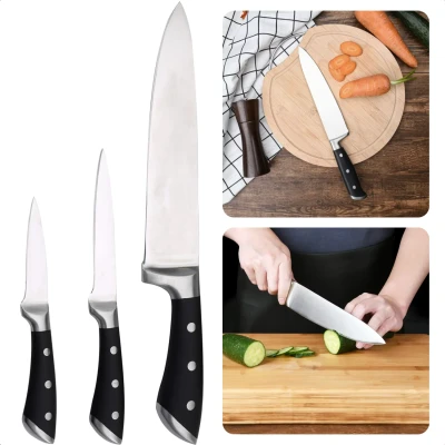 Afbeelding van Cheqo® Roestvrijstalen Keukenmessen Set Koksmes en Utility Mes Ergonomische Handgreep Chefmessen Messenset voor Keuken Koksmessen
